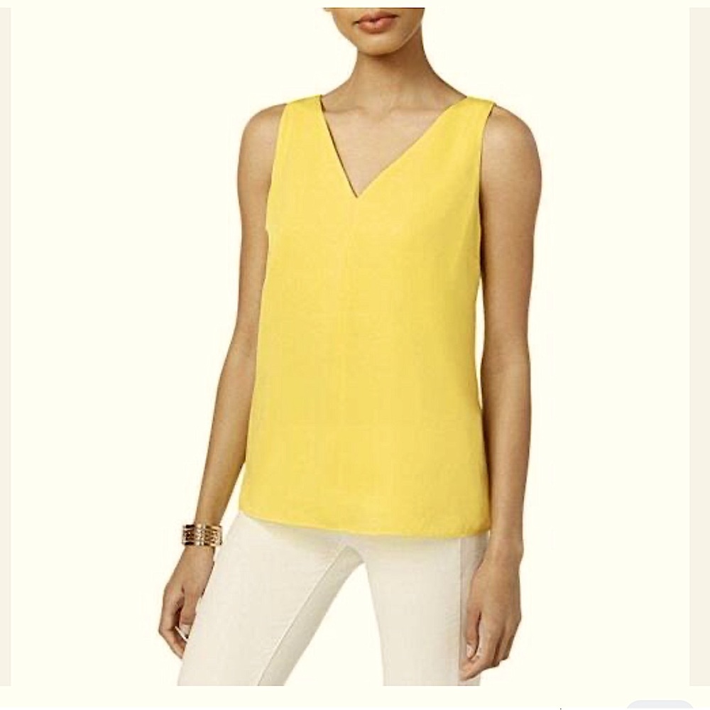 New Bar III Sydney Sleeveless Blouse Top Colour Yellow Size Medium